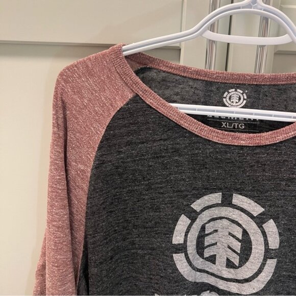 ELEMENT Lightweight Heathered Charcoal Red Raglan Long Sleeved Shirt Size XL - Picture 5 of 7